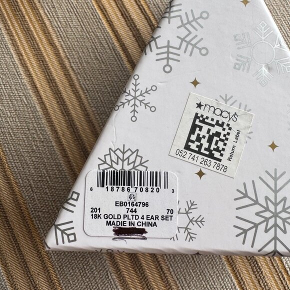 18k Gold Plated Earring Set Studs and Hoop - Picture 3 of 3